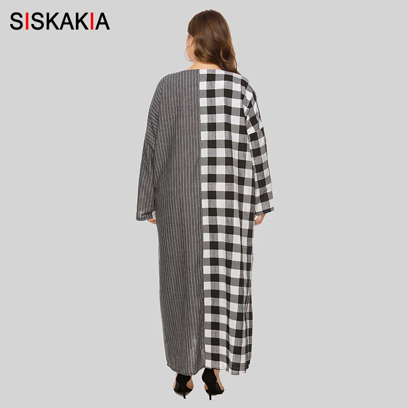 Siskakia платья с длинным рукавом размера плюс v образным вырезом на каждый день в