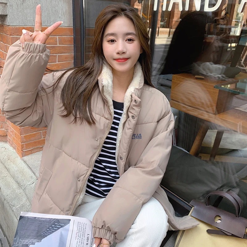 2022 winter new large size plus velvet thick warm down cotton jacket parka coat women's casual loose double-sided wear jacket