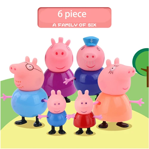 6 PCS Оригинальная игрушка Peppa, Свинка Джордж, фигурки, кукла Peppa, друзья, любовь, обучение, классная сцена, развивающие игрушки, Детский Рождественский подарок - Цвет: 6 PCS