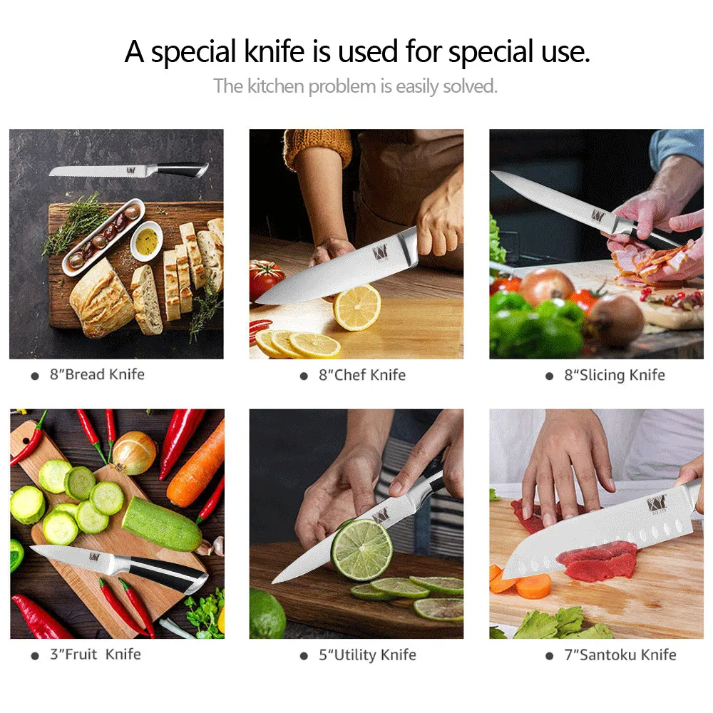XYj набор кухонных ножей из нержавеющей стали для очистки фруктов утилита сантоку
