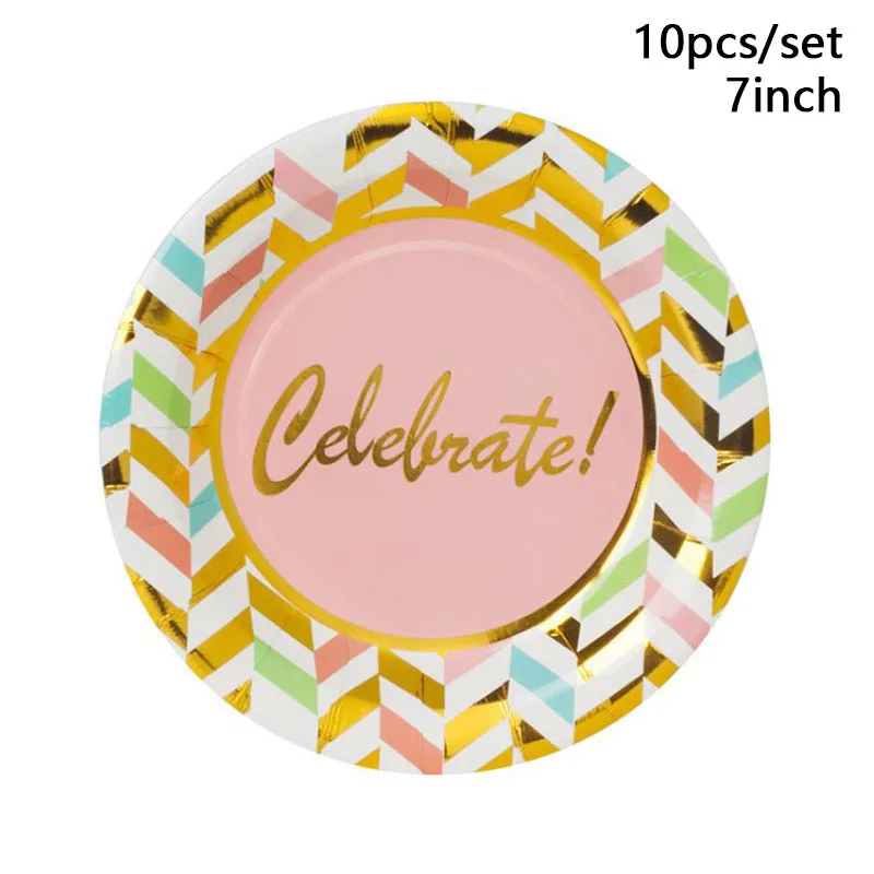 1 комплект с надписью розовый праздновать днем рождения Одноразовый бумажный