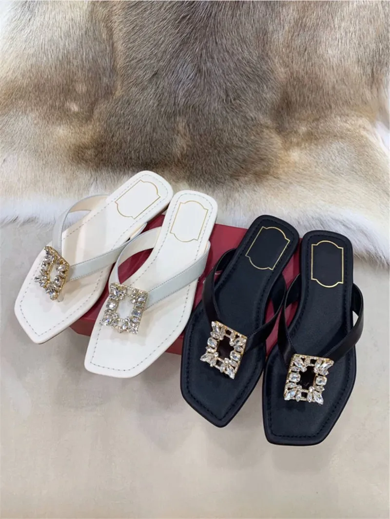 

Prowow Fashion Genuine Leather Woman Summer Slippers Crystal Women Shoes Flat Slippers Casual Comfortable Shoes Woman Beach