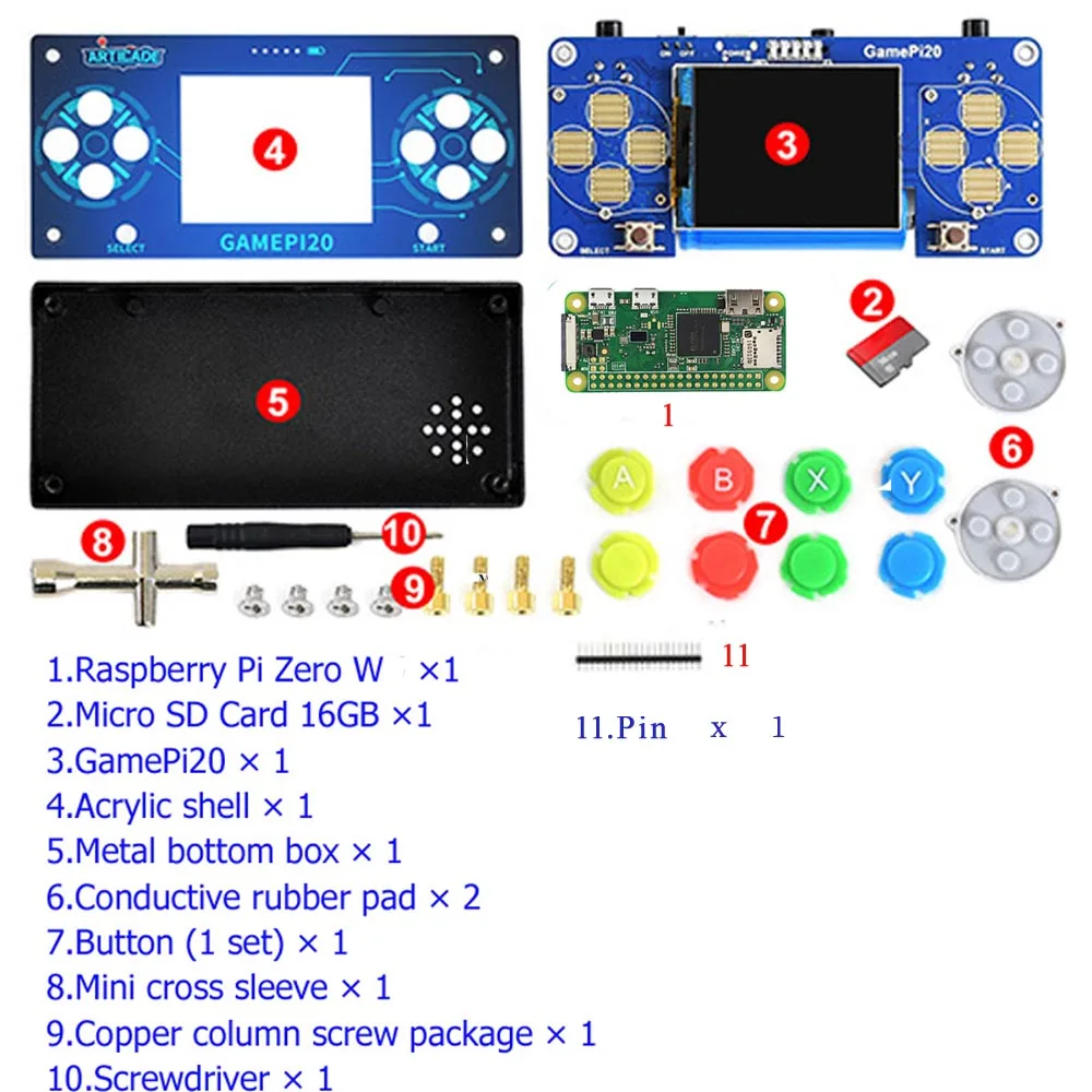 Серый DIY портативная игровая консоль с Raspberry Pi Zero Wh 2,0 дюймовый экран Gamepi20 игровой плеер портативные игровые консоли - Цвет: Серый