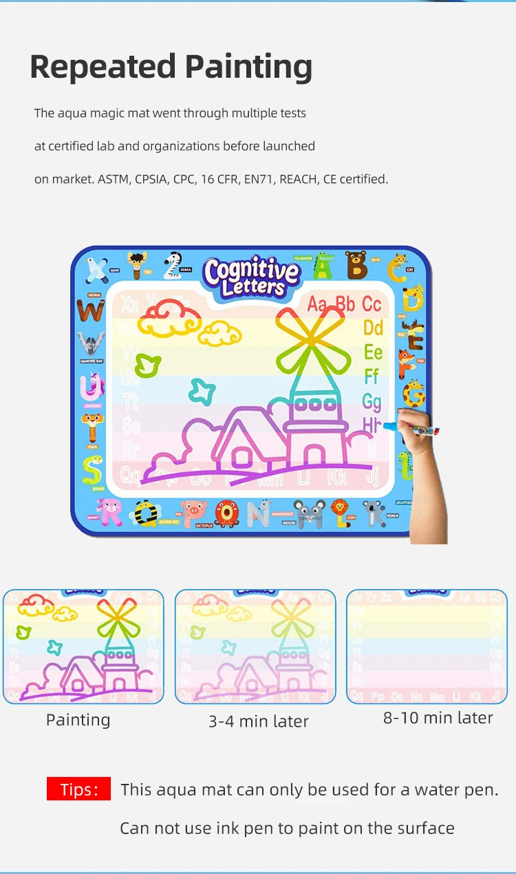 GOOBAT Aqua Magic Doodle, коврик для рисования, коврик для рисования, развивающие игрушки для детей, для малышей, мальчиков и девочек 2, 3, 4, 5, 6, 7, 8 лет