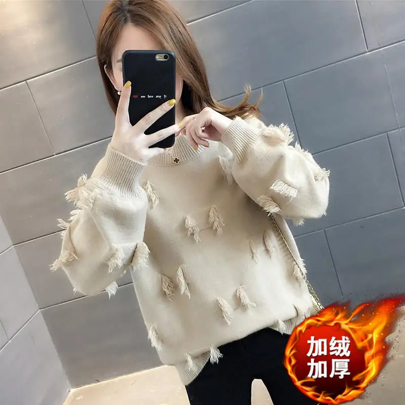 

Lazy sweater 2020 new tide autumn and winter women's joker loose long sleeve student knitted bottom shirt