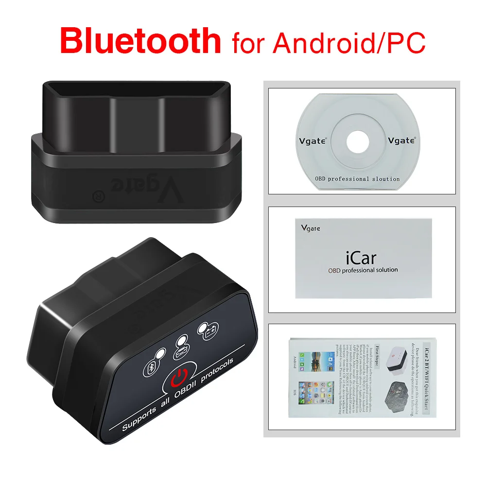 Vgate icar2 Bluetooth/Wifi OBD2 диагностический инструмент ELM327 OBD 2 сканер Mini ELM 327 icar 2 для android/PC/IOS OBDII считыватель кодов - Цвет: icar2 bluetooth