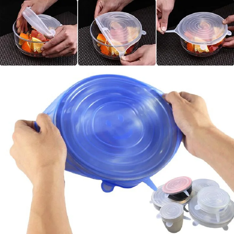 Прочные многоразовые силиконовые крышки 6 шт./компл. эластичные для сохранения