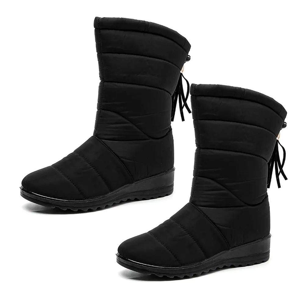 

Women Winter Boots Waterproof 2021 New Round Toe Ankle Boots Woman Shoes Warm Plush Hook loop No-slip Ladies Snow Boot