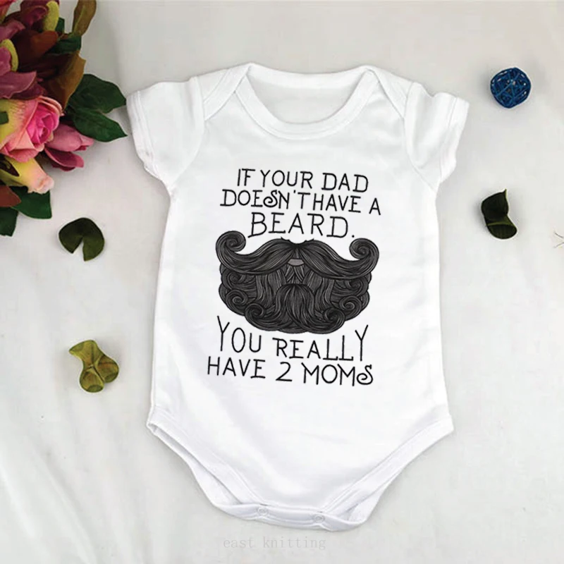 

Summer 2021 New Style Baby Girls Boys Rompers Short Sleeve Bearded Newborn Baby Clothes Print Jumpsuit White Hot Top