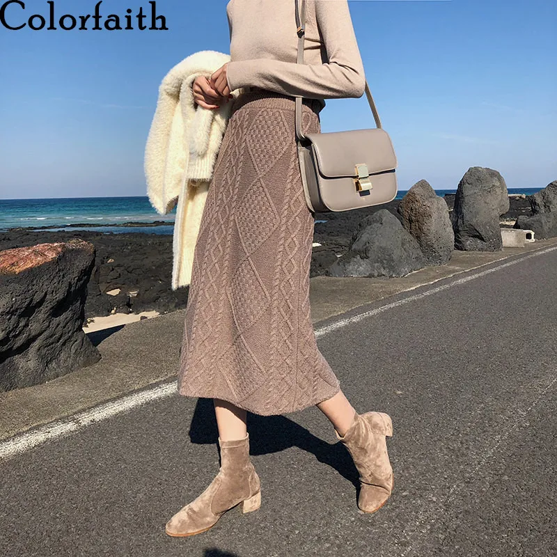 Colorfaith 2019 Женская длинная джинсовая юбка карандаш длины миди с сексуальным