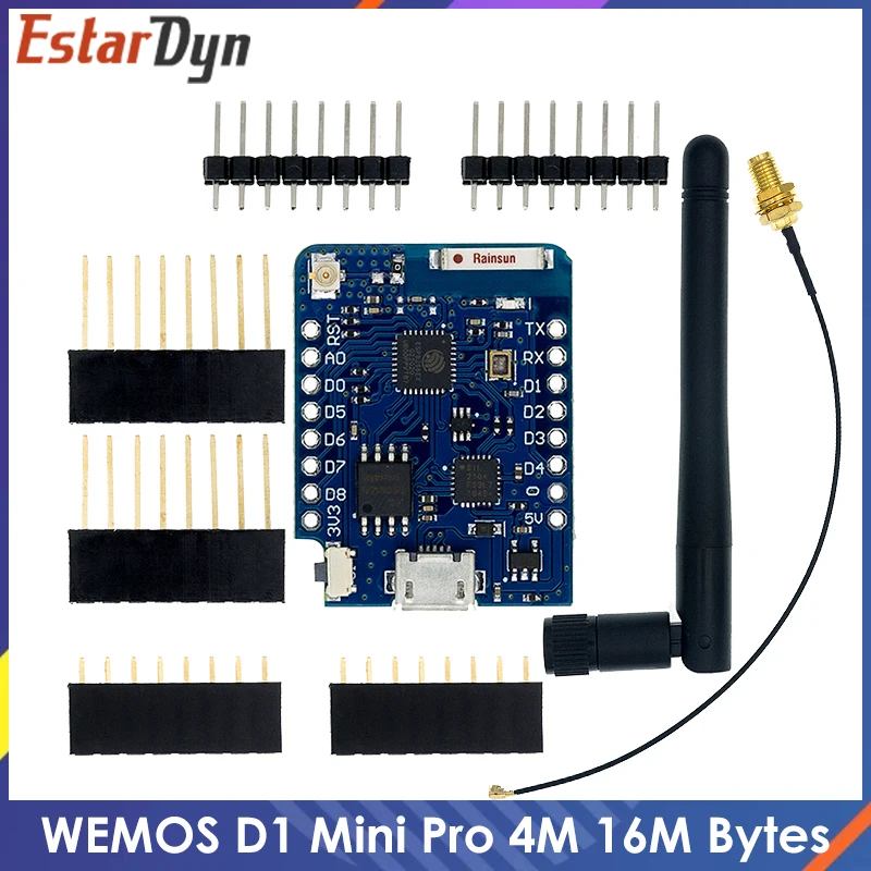 

WEMOS D1 Mini Pro 4M 16M байт внешний антенный разъем на основе NodeMCU ESP8266 ESP-8266EX CP2104 WIFI макетная плата Micro