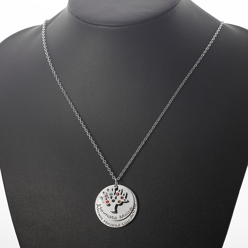 Филигранное круглое ожерелье с подвеской в виде семейного дерева камень жизни