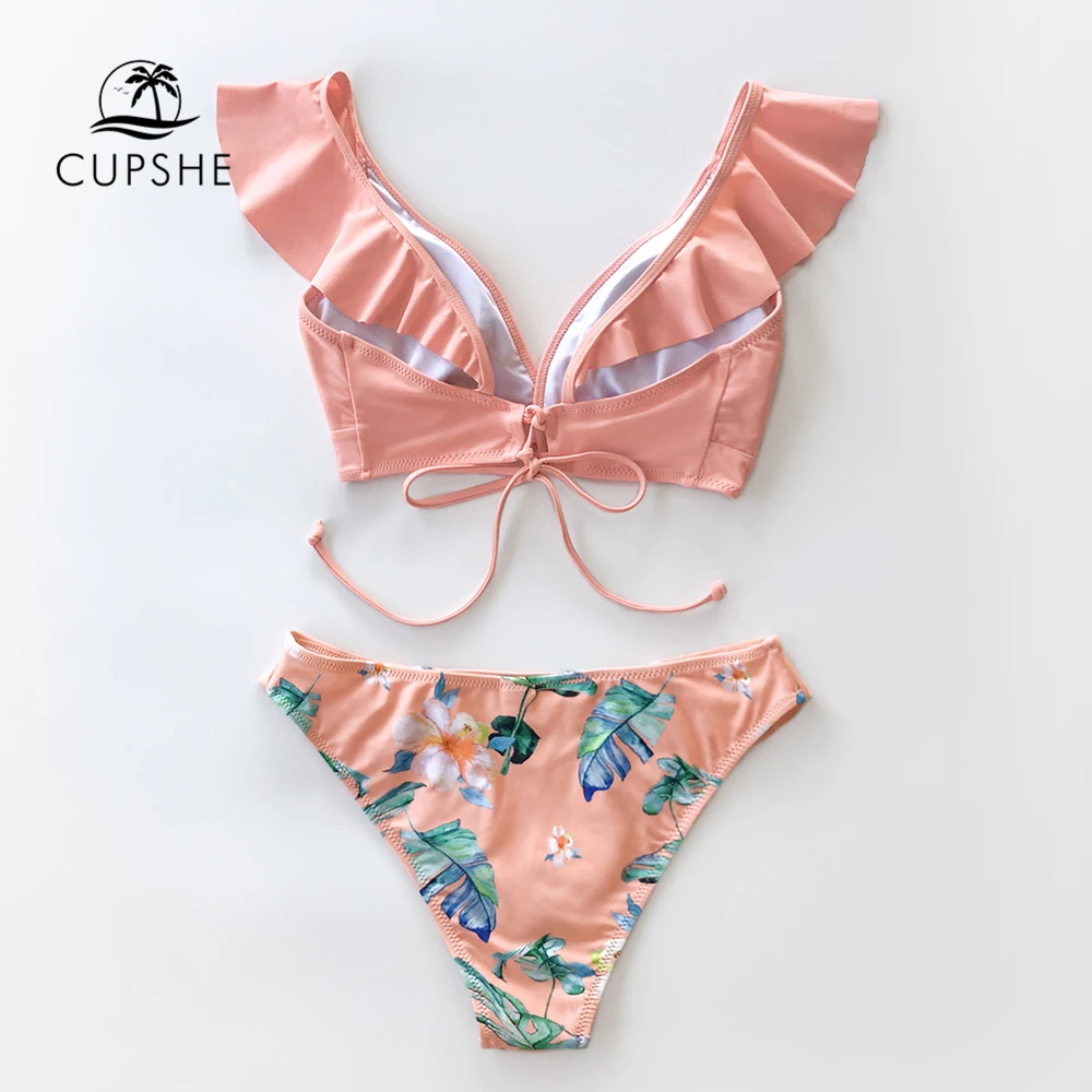 Комплект бикини CUPSHE женский в тропическом стиле пикантный купальник с