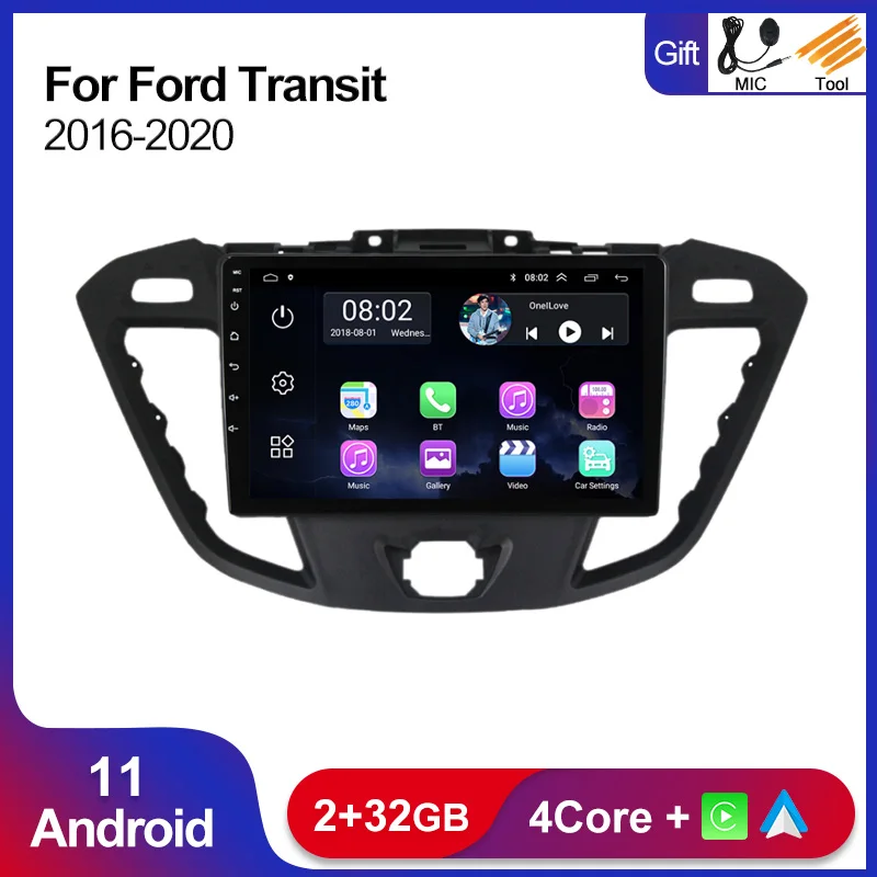 

4Core 2+32G Car Multimedia Player For Ford Transit Tourneo Custom 2016-2020 Android 11 Radio Stereo GPS Navigation Carplay WIFI