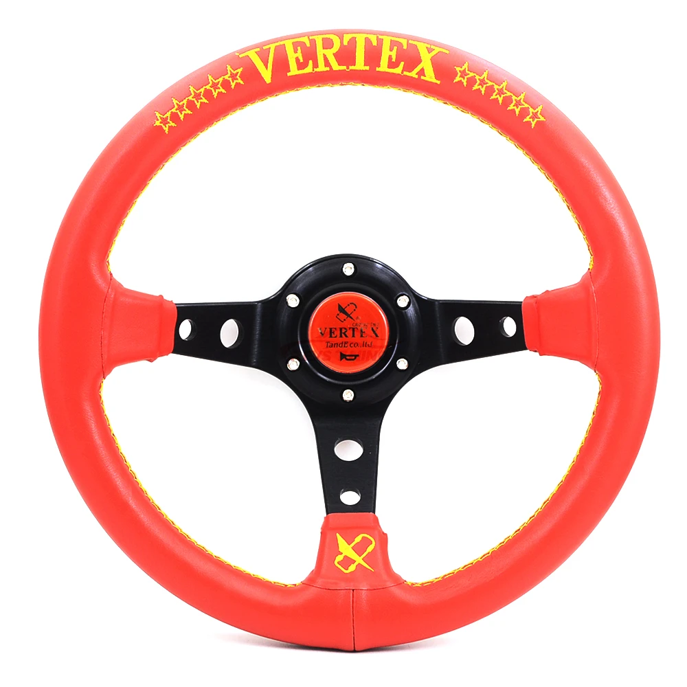 320 мм Красное микроволокно Leahter ГЛУБОКАЯ ТАРЕЛКА JDM СТИЛЬ Vertex гоночный спортивный
