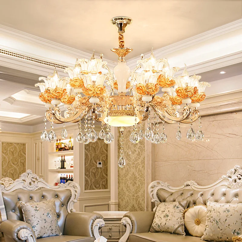 Nórdicos de oro de lujo de cristal araña de techo LED LOFT Villa brillo colgante LED lámpara de habitación de Hotel salón decoración lámparas colgantes