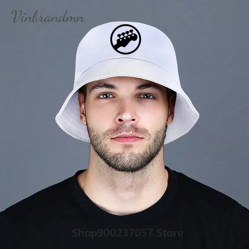 Панама хлопковая с эмблемой бас-гитары музыкантов музыкальной рок-гитары