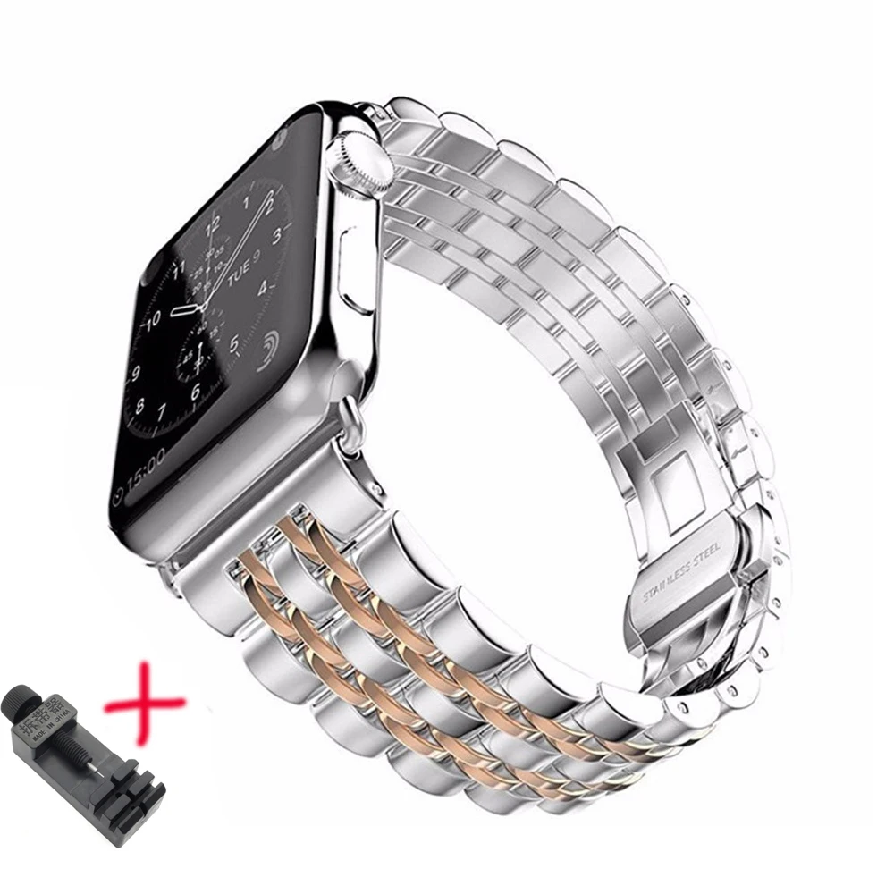 

Strap For Apple Watch band 7 se 6 5 4 3 iwatch band 42mm/38mm Stainless Steel watchband correa for apple watch 5 band 40mm 44mm