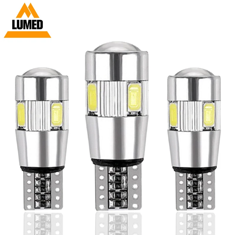 

300x Car light T10 LED W5W Luces LEDs Para Auto Interior Dome lights 168 6 5630 LED Side Parking marker lamp Lens 12V