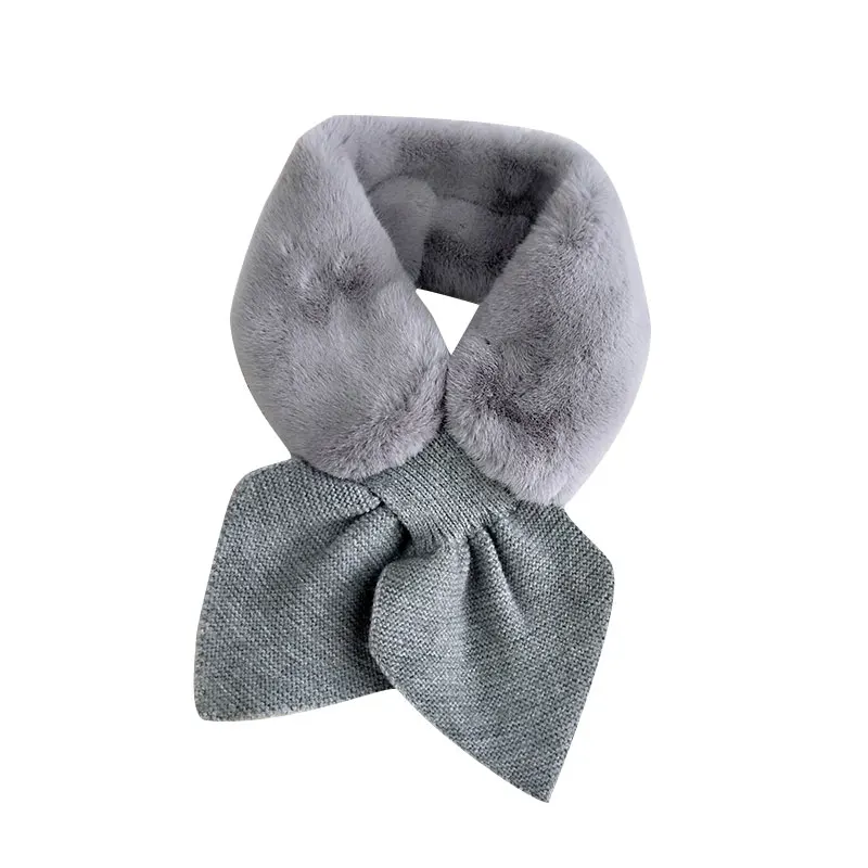

85cm*9cm Long Skinny Plush Scarf Knitting Wool Scarf Solid Color Faux Fur Collar Neck Warmer College Peach Heart Cross Scarves