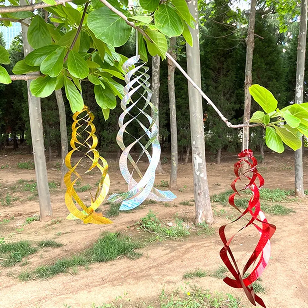 

3pcs Silver Color Spiral Bird Repellent Spiral Reflectors Reflective Deterrent Device For Hanging Birds Drop Shipping Hot Sale