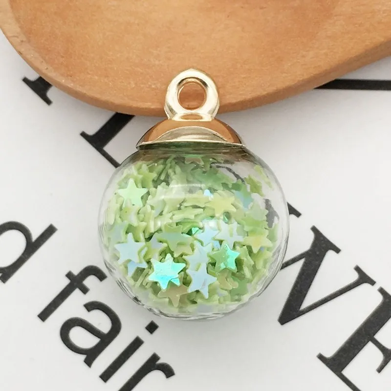 

10pc/bag Colorful Transparent Vial glass Ball Charms Plastic Sequins pendant Earring For Jewelry Making DIY Necklace Accessories