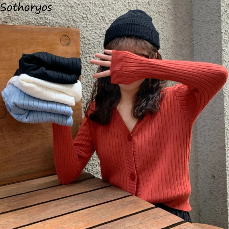 

Cardigan Women Solid Single Breasted Stylish V-neck Sexy Korean Style Leisure Outwear Womens Sweater Ins Chic Streetwear Ulzzang