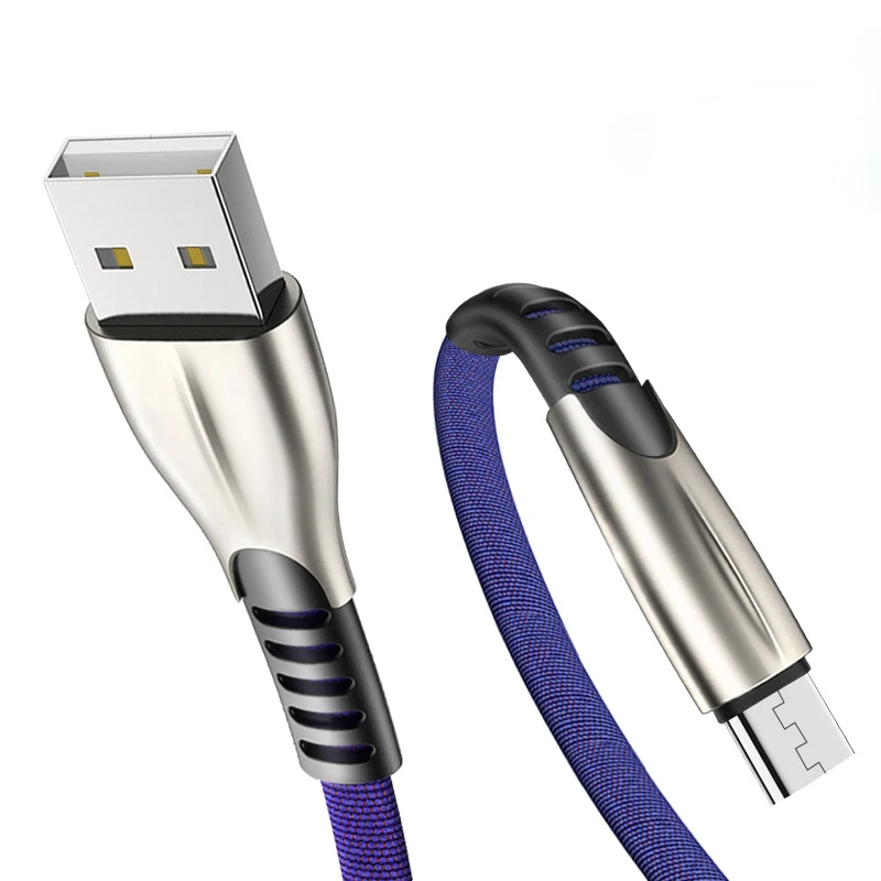 Синий Кабель Micro USB/type-C, 3 А, быстрая зарядка для iPhone 8, samsung, huawei, Xiaomi, Android, зарядное устройство, шнур для передачи данных, длинный, 1 м/2 м/3 м - Цвет: Синий