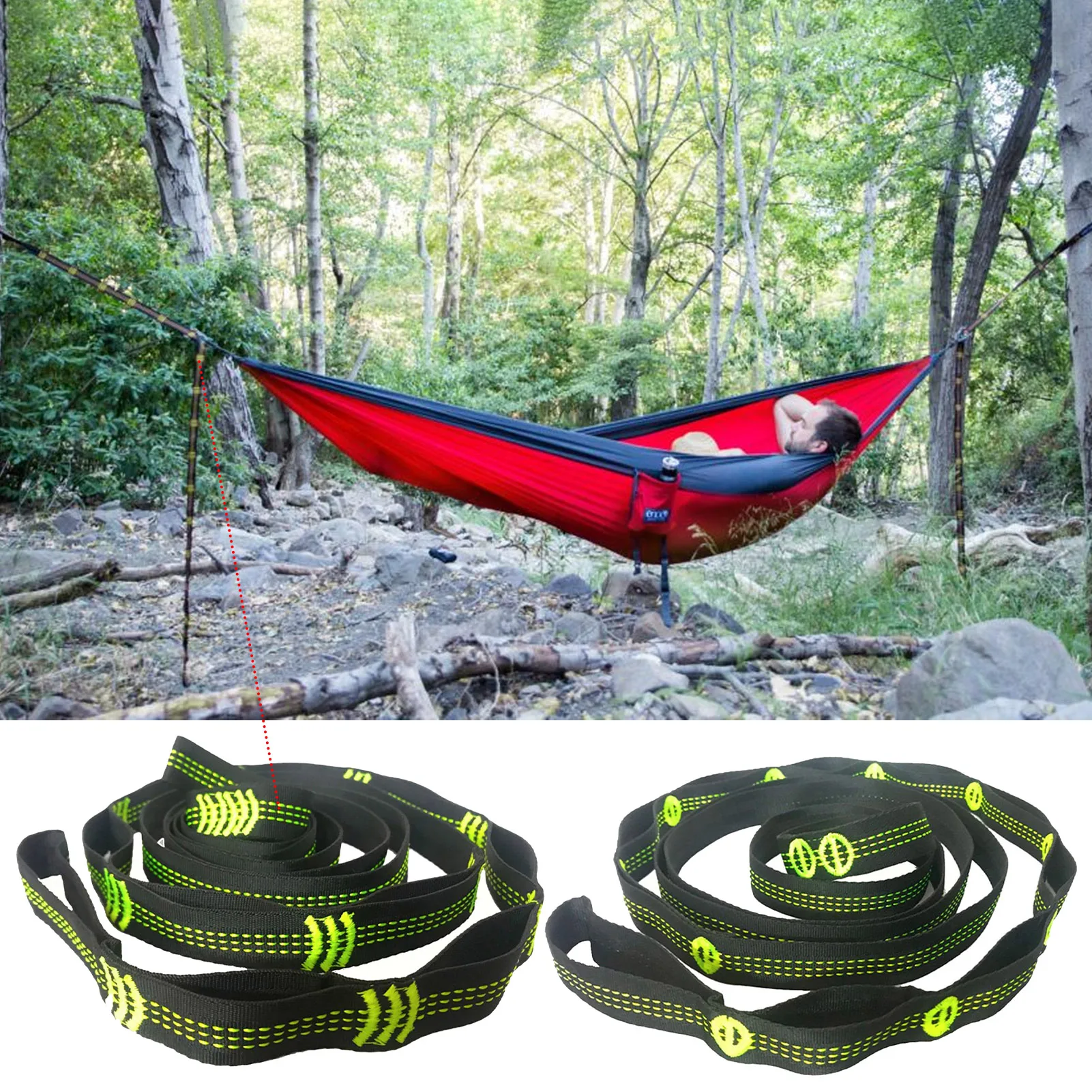 

Hammock Straps Swing High Load-Bearing Polyester Climbing Sling 10 Nodes Tree Hanging Hammock Belt For Camping Accessories