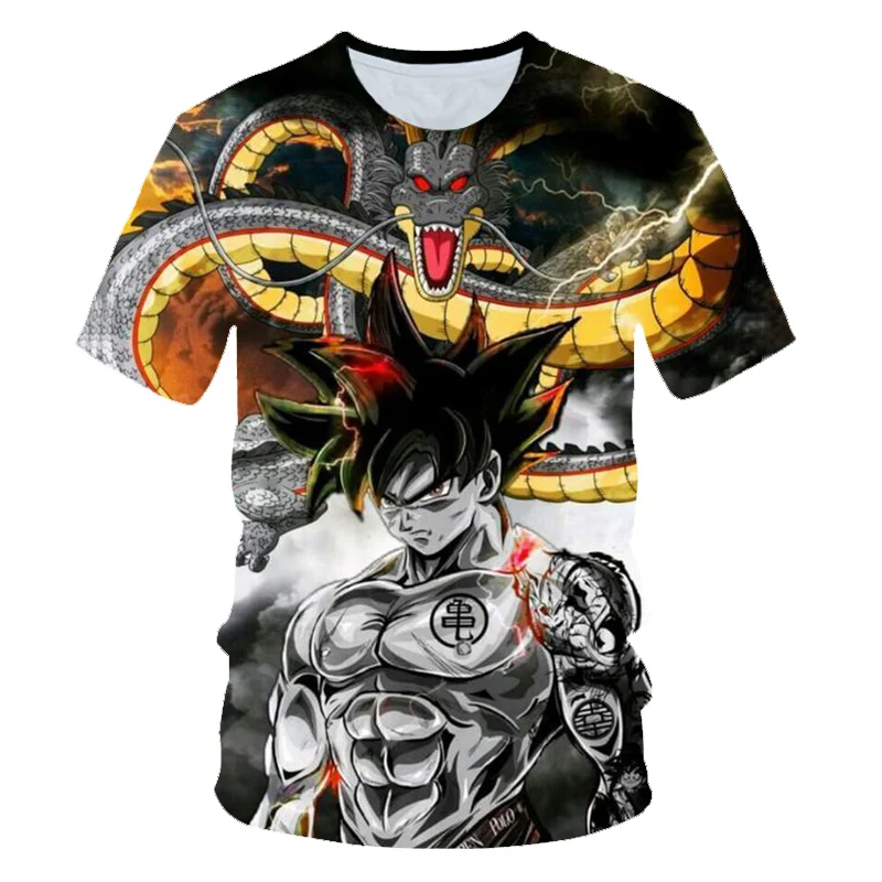 Мужские летние футболки с 3D принтом «Dragon Ball Z», «Super Saiyan Son Goku», «Black Vegeta», «Битва с драконом», Повседневная футболка, топы, футболки для детей