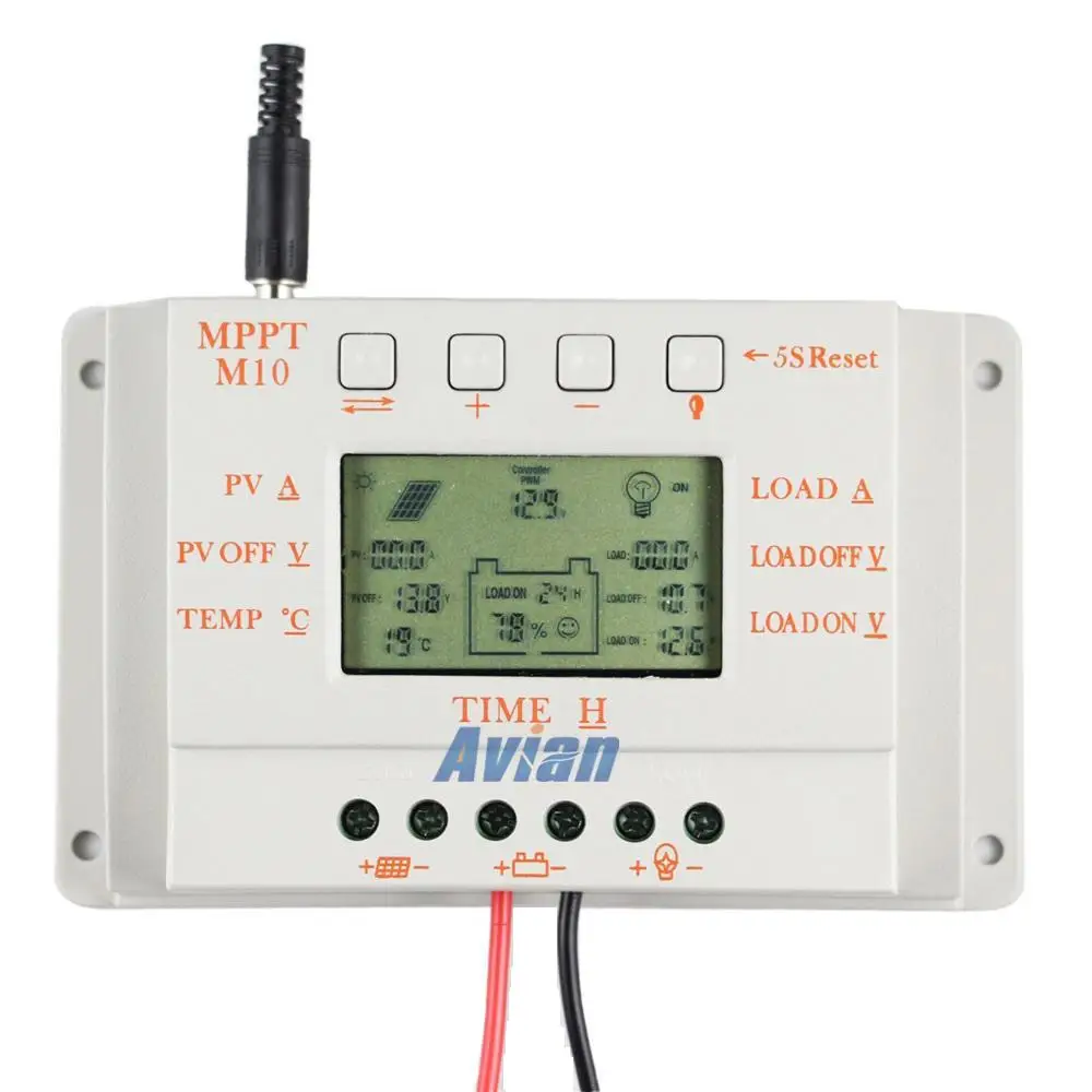 10A регулятором солнечного заряда Управление 12V 24V автоматическая работа Панели