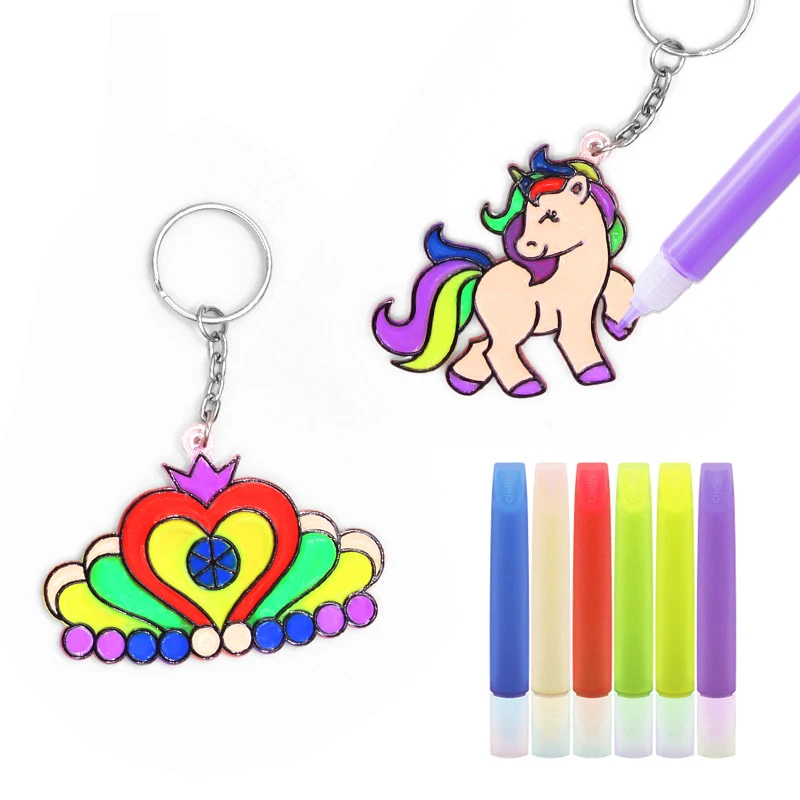 Дети DIY Рисование ручной работы брелок игрушки мультфильм клей темпера живопись