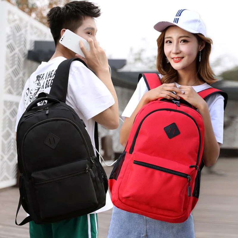 

2021 New Solid Color Backpack Fashion Men Women Backpack High Capacity Schoolbags For Teenager Girls Boys Male Shoulder Bags