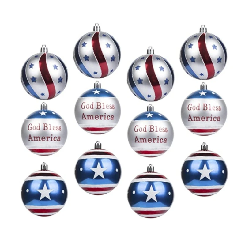 

12 шт. Отечественной подвесные шары независимости дневной шар орнамент американский флаг Рождественская елка украшения День независимости ...