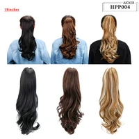 aicker 18 synthetic claw clip in ponytail hair extensions auburn wavy fake pony tail extension drawstring wrap around