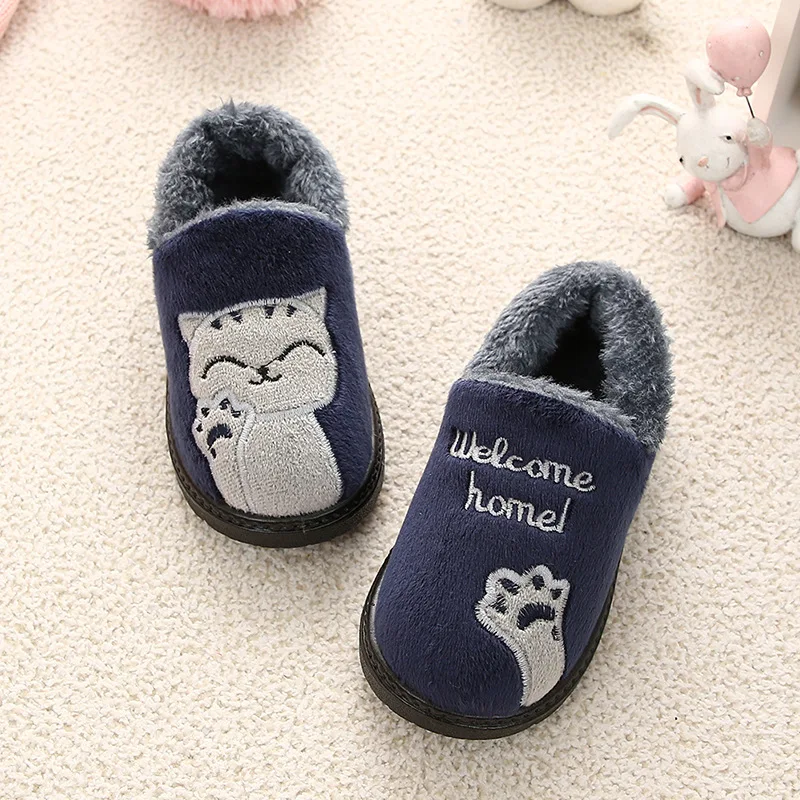 Зимние детские тапочки домашняя обувь с хлопковой подкладкой для девочек