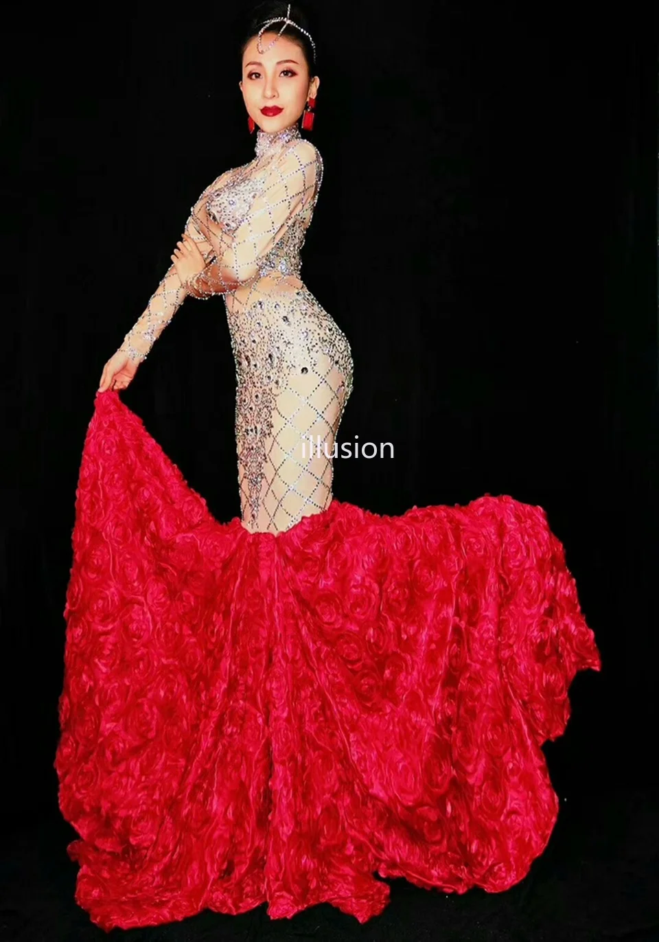 Блестящее платье-свитер с кристаллами длинное платье для женщин костюм дня