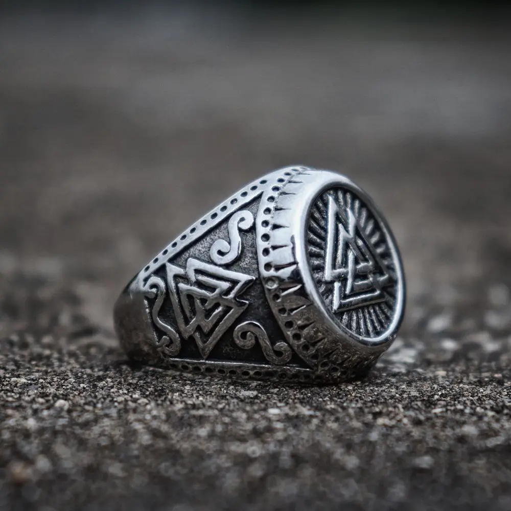 Odin символ Valknut кольцо из нержавеющей стали мужские руны викингов кольцо воинов норвежский амулет ювелирные изделия