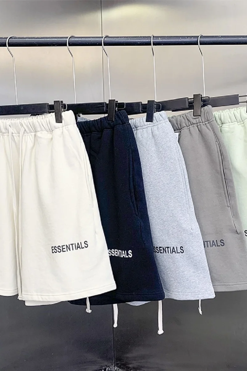 

Summer Men's Shorts 1:1 Jerry Lorenzo High Street Brand 100% Cotton Reflective Letter Hip Hop Loose Unisex Hoodie Shorts