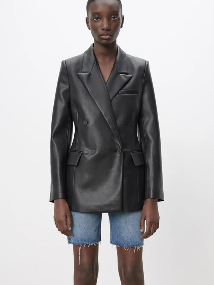 

Весенний новый кожаный блейзер KBAT2022, Женский Осенний блейзер из искусственной кожи, модные Мотоциклетные Куртки с поясом, уличная верхняя о...