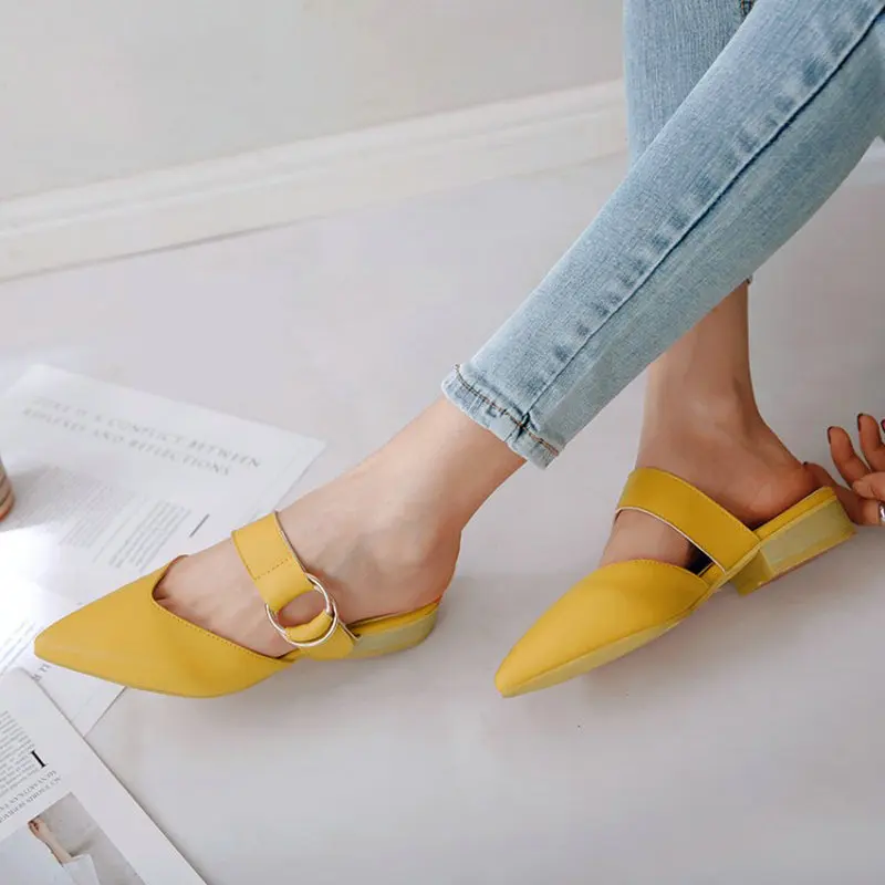 ZawsThia женские летние шлепанцы с острым носком желтые цвета слоновой кости