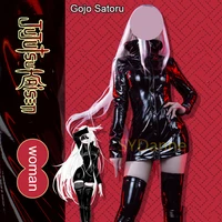 2021 new anime jujutsu kaisen gojo satoru female cosplay costume woman leather tights uniform suit party carnical outfit
