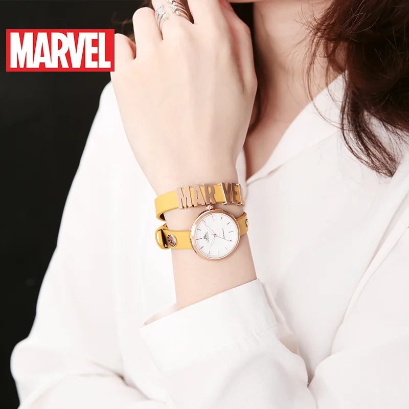 

Часы Disney Marvel, женские кварцевые часы с капитаном Marvel, новинка 2021, повседневные крутые наручные часы с ремешком
