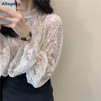 blouses women exquisite slim mujer lace artistic solid all match elegant design elegant ulzzang teenagers stylish ladies clothes