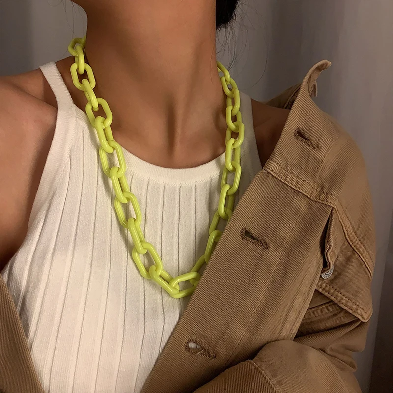 

Fashion Creative Punk Hip-hop Clavicle Chain Thick Acrylic Necklace Personality Temperament Wild Necklace for Party Female