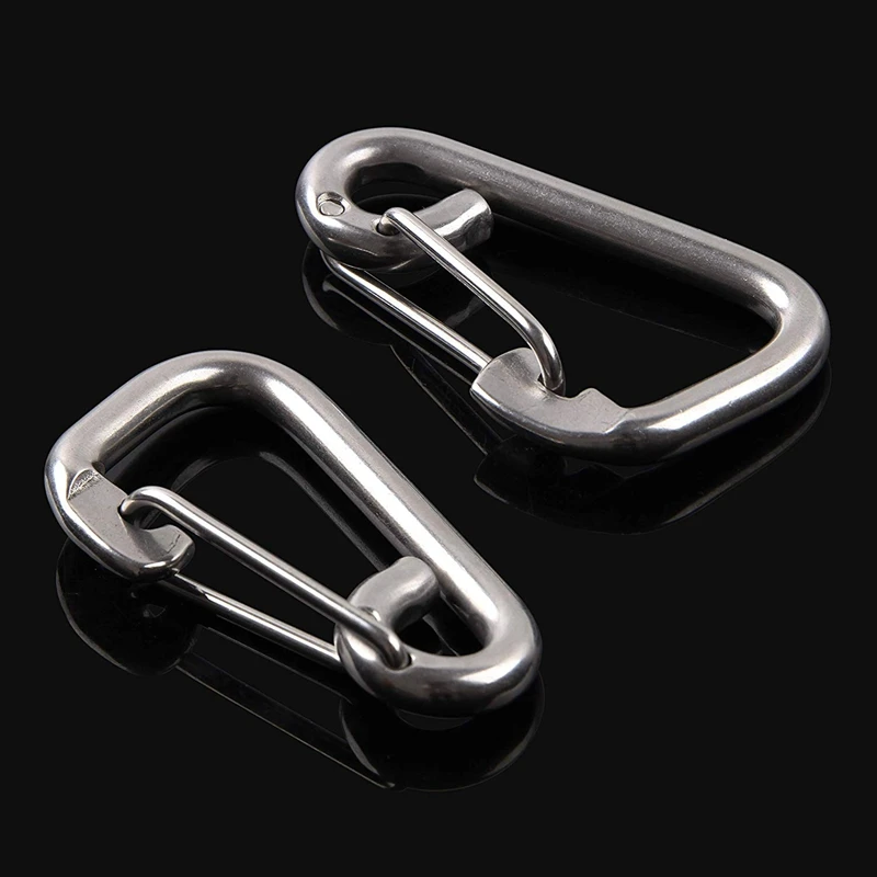 304 Stainless Steel Spring Snap Hook Carabiner Marine Grade Safety Clip with Eyelet for Camping Hiking Fishing Outdoor Use Pack | Спорт и