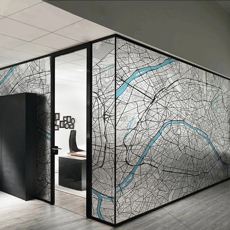 Оконная пленка размером на заказ статическая липкая карта узор украшение для