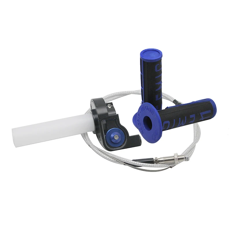 blue with grips Alconstar-мотоциклетные визуальные ручки дроссельной заслонки с кабелем оседают и закручиваются газовые ручки дроссельной заслонки велосипеды грязи ATV 50cc-160cc KLX CRF 230 - Цвет: blue with grips