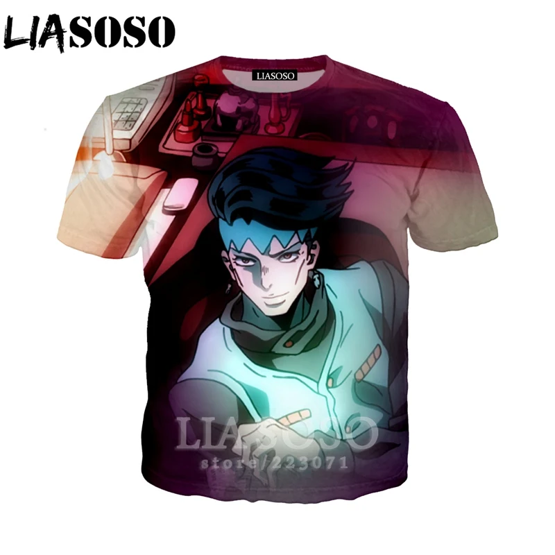 LIASOSO для мужчин женщин Kujo Jotaro Толстовка 3D принт аниме JoJo Необычные Приключения Футболка короткий рукав уличный Топ пуловер A317-07 - Цвет: 10