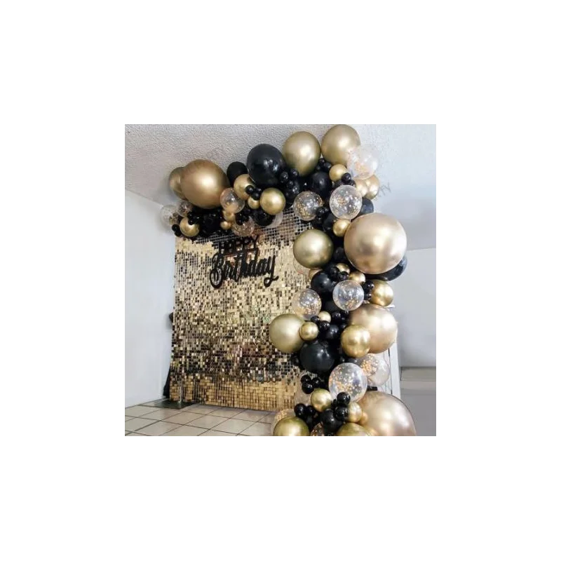 

101pcs Chrome Gold Black Balloons Arch Garland Kit Gold Sequins Balloons For Baby Shower Wedding Graduation Birthday Party Decor